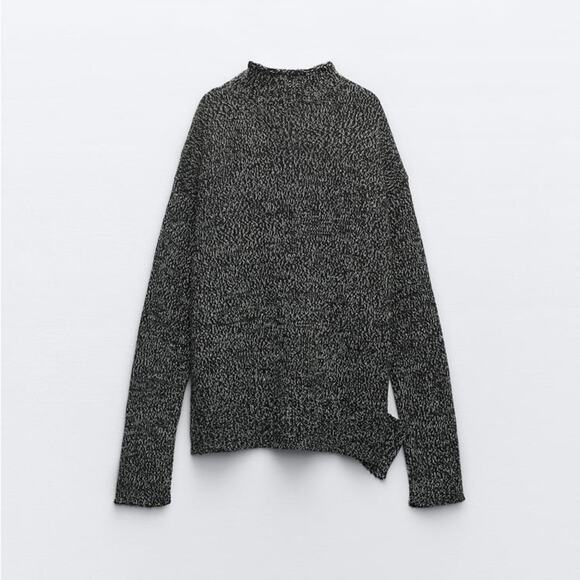 ZARA SLIT HEM TWISTED YARN KNIT SWEATER - Picture 6 of 7